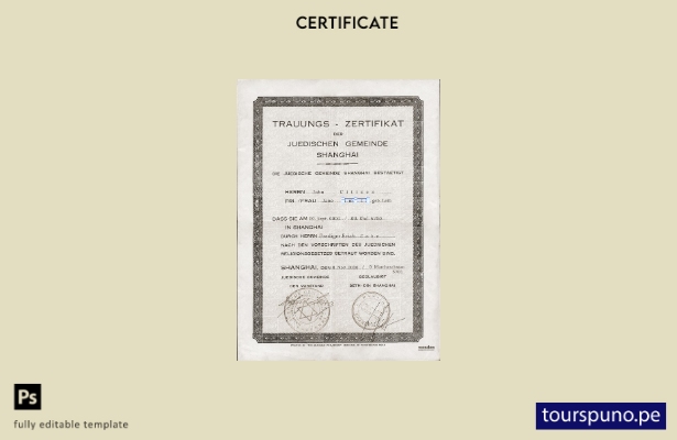 Plantilla de certificado de matrimonio de Alemania lista para imprimir en format